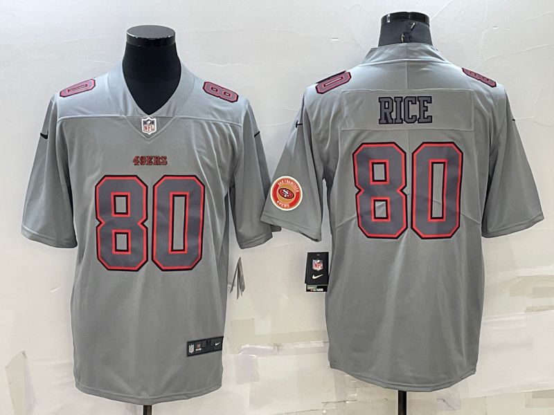 Men San Francisco 49ers 80 Rice Grey 2022 Nike Limited Vapor Untouchable NFL Jersey